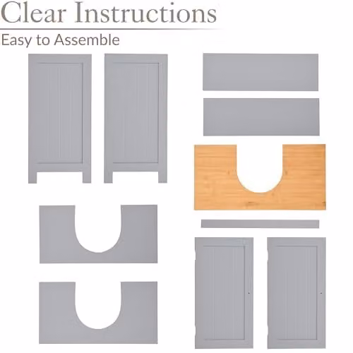 Christow Grey Modern Under Sink Bathroom Cabinet with Bamboo Top and Internal Shelves, W/D/H: 60 x 30 x 60 cm – 3