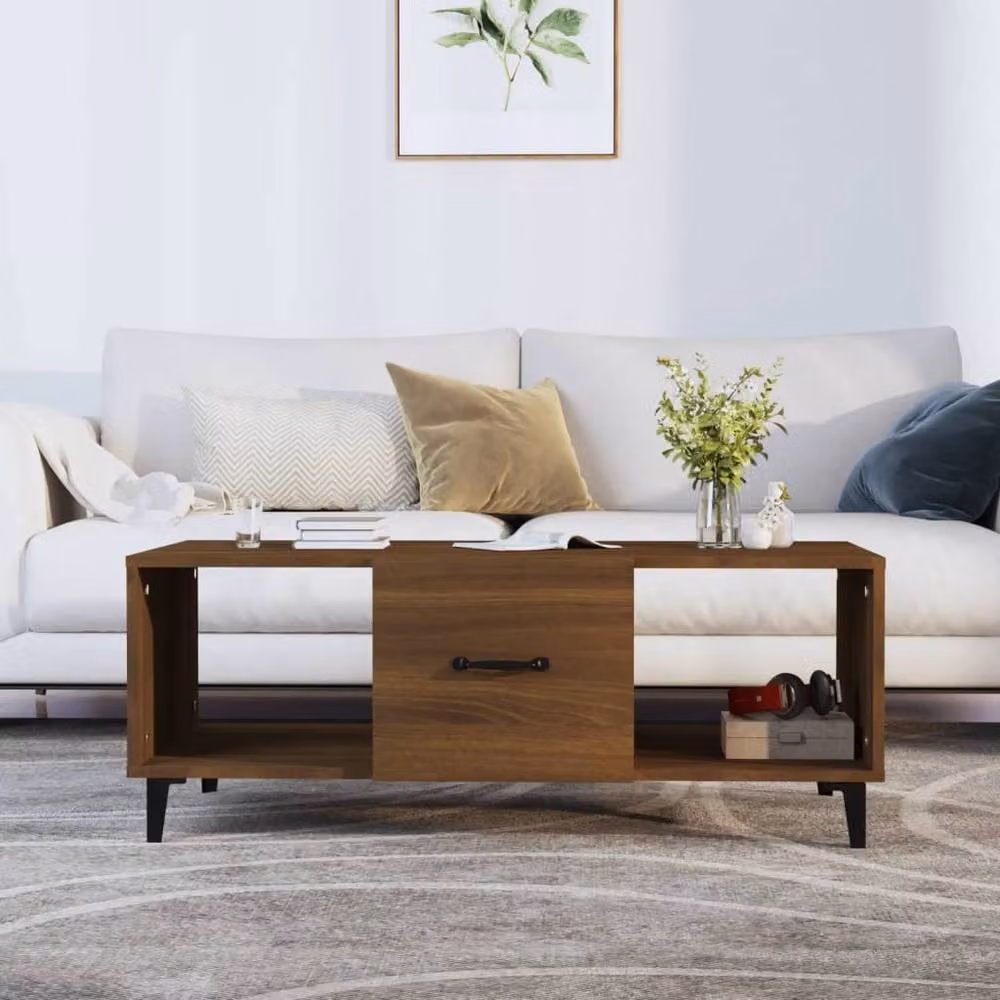 Berkfield Home Brown Oak Coffee Table, W: 102 cm, D: 50 cm, H: 40 cm – 2