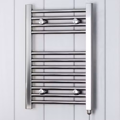 Terma Leo E Electric Towel Rail, Silver, H 60 cm x W 40 cm, 150 Watts