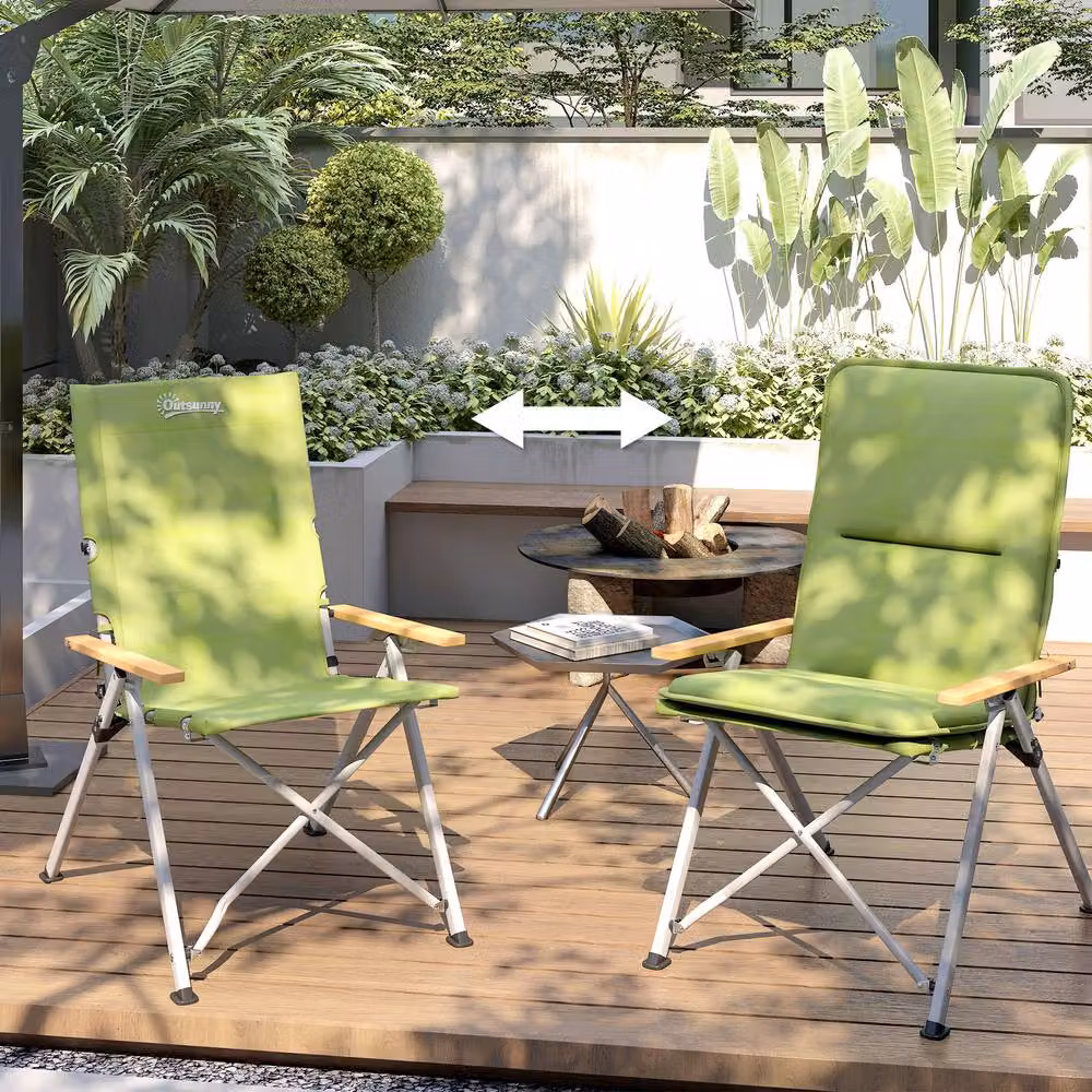 STILVORA Green Outdoor Chair with Beech Wood and Powder Coated Aluminium Frame – 2