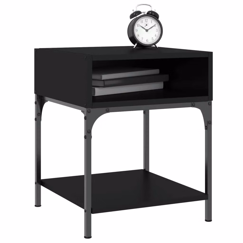 Berkfield Home Set of 2 Black Industrial Bedside Tables, W/D/H: 40 x 41 x 50 cm – 2