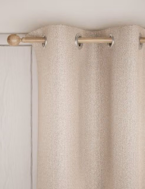 M&S Herringbone Eyelet Curtains in Beige