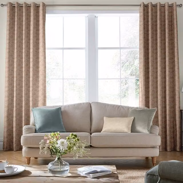 Laura Ashley Burnham Woven Made to Measure Blackout Floral Eyelet Curtain Panel in Brown
