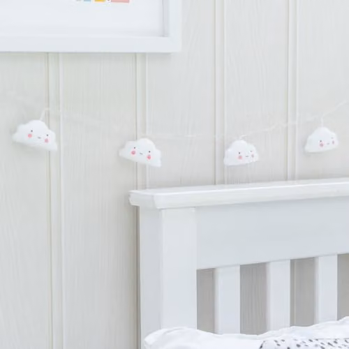 ValueLights Set of 10 Battery Powered Warm White LED Cloud Fairy String Lights in White – 2