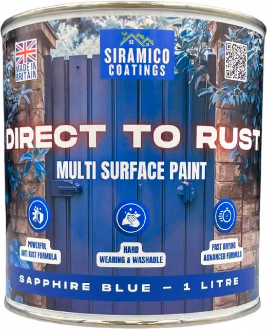 Siramico Coatings Direct To Rust Metal Paint in Sapphire Blue Satin Gloss