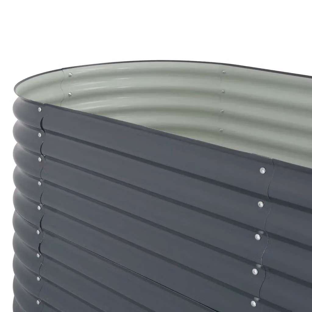 Berkfield Home Garden Galvanised Steel Raised Bed in Grey, W/D/H: 400 x 80 x 81 cm – 4