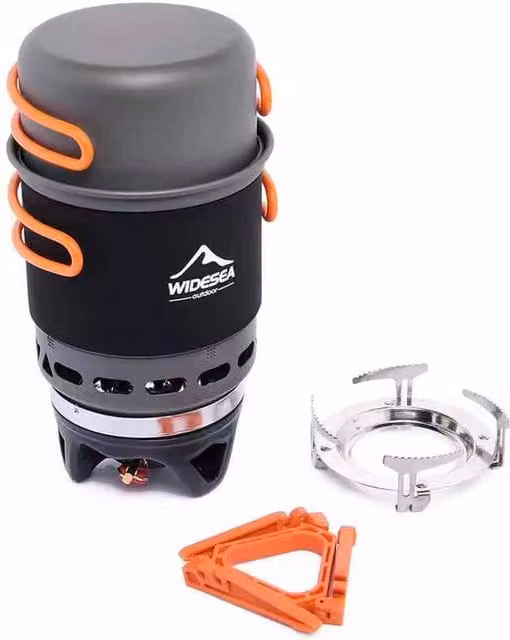 Widesea Camping Cooking System Outdoor Gas Burner Set in Black