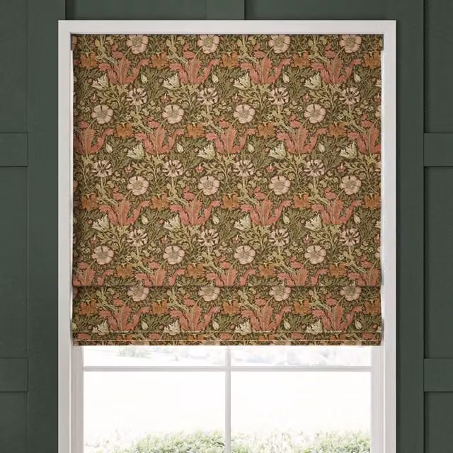 William Morris Compton Thermal Insulating Velvet Made To Measure Roman Blind in Brick Multicolour