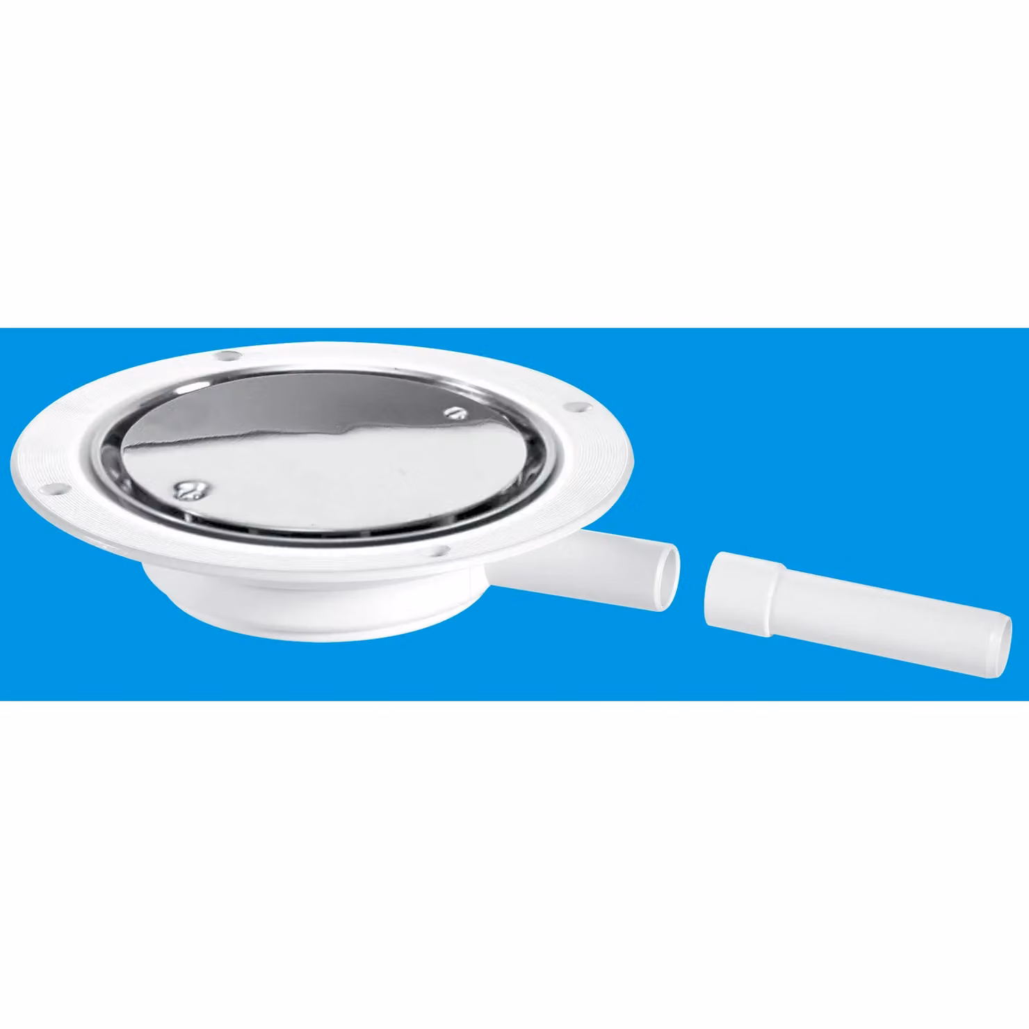 McAlpine USG1SS Untrapped Gully with Clamp Ring and Cover Plate, 22mm Horizontal, Silver Stainless Steel – 2