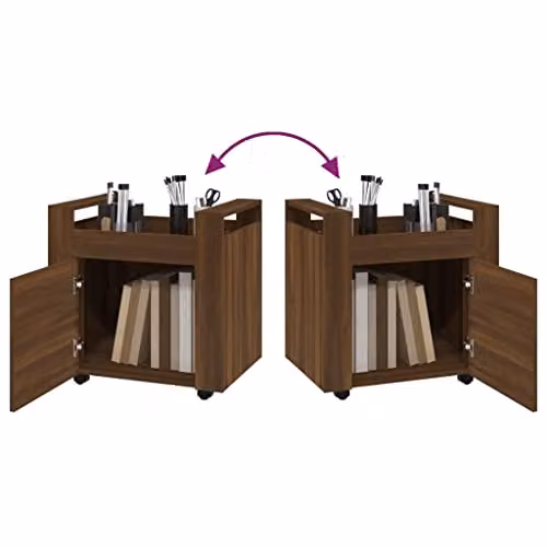 vidaXL Desk Trolley in Brown Oak, W: 60 cm, D: 45 cm, H: 60 cm – 4