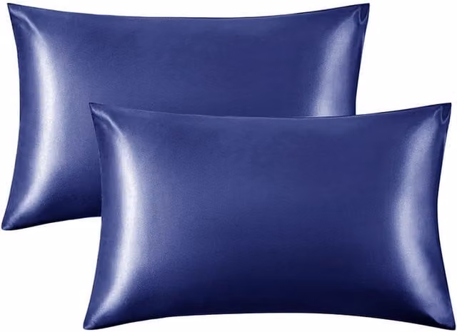 Intimates Silk Satin Pillowcase Pair in Navy Blue
