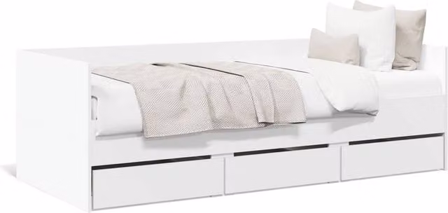 Berkfield Home Single Daybed with Drawers in White, W/D/H: 90 x 190 cm – 1