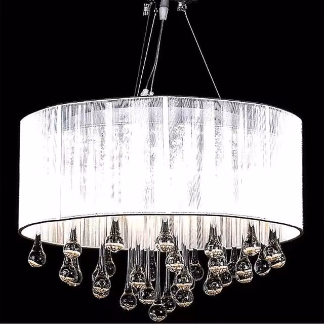 Berkfield Home White and Chrome Suspended Chandelier with 85 Crystals