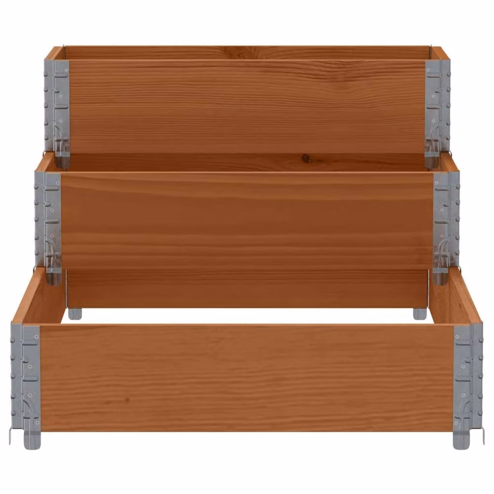 Berkfield Home 3-Tier Raised Bed in Brown Solid Wood and Galvanised Steel, W: 120 cm, D: 80 cm, H: 60.5 cm – 4