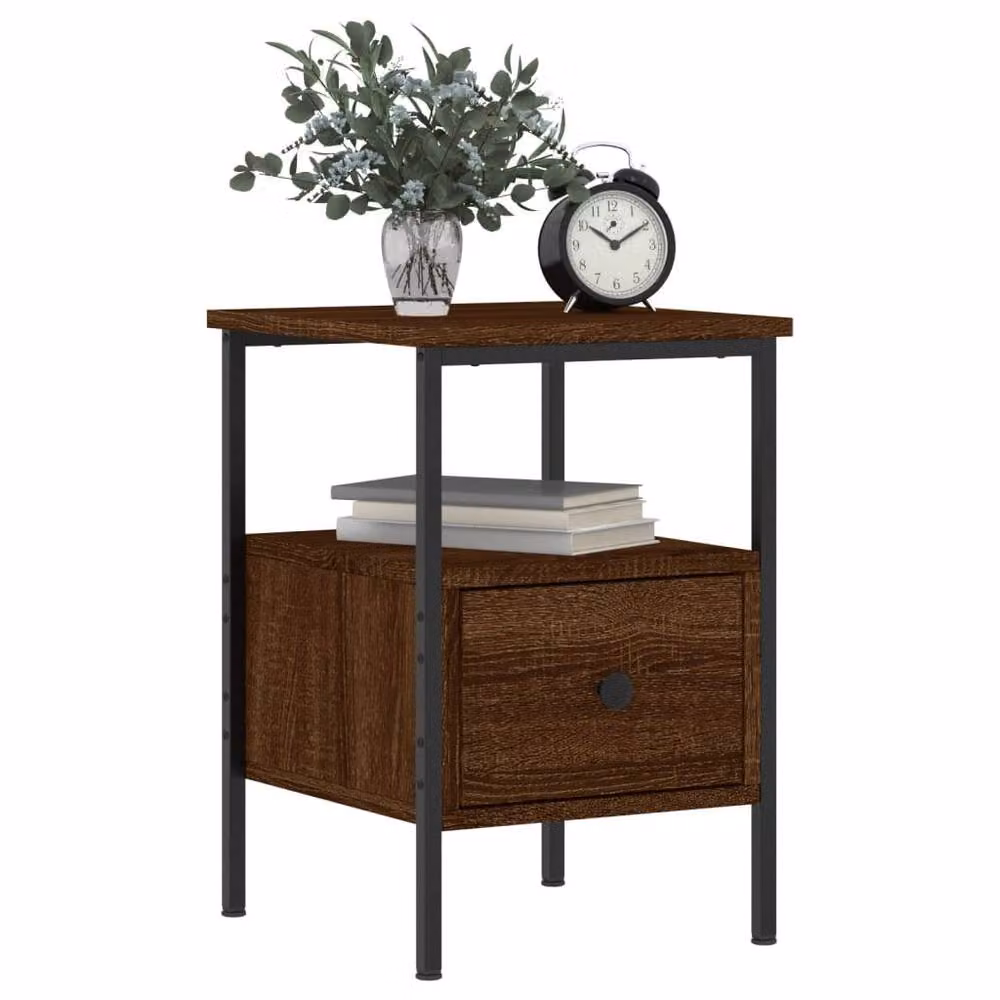 Berkfield Home Bedside Cabinet in Brown Oak, W/D/H: 34 x 36 x 50 cm – 3