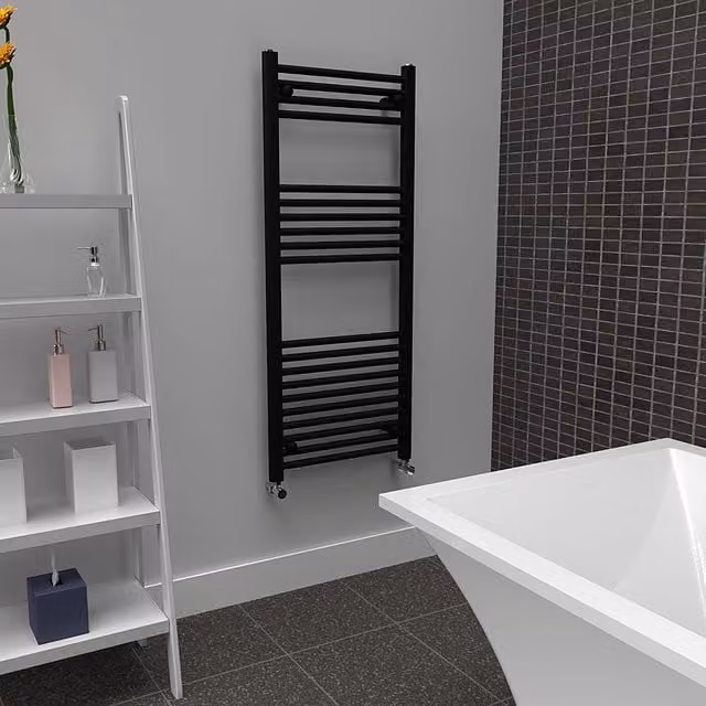 Lux Heat Black Towel Radiator, Black, W: 50 cm, H: 120 cm