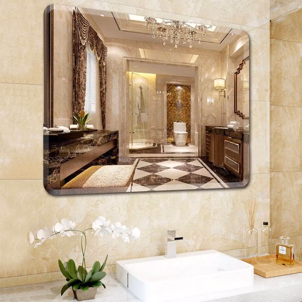 FORGEVIO Modern Rectangular Wall Mounted Plain Bevelled Bathroom Mirror in Silver, W: 50 cm, H: 60 cm – 3