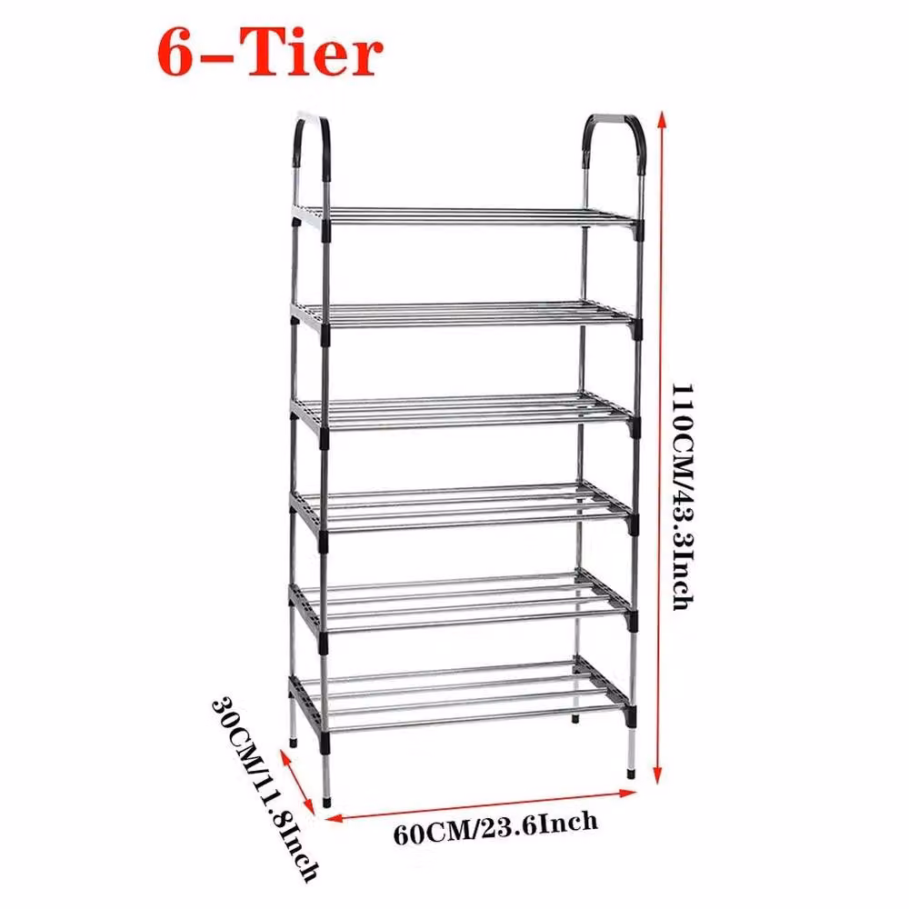 SPETLEK 6 Tier Narrow Metal Shoe Storage Rack in Black – 2