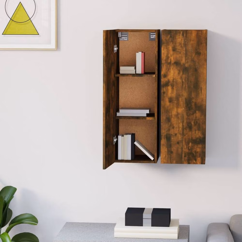 Berkfield Home Set of 2 Smoked Oak TV Cabinets in Brown, W/D/H: 30.5 x 30 x 90 cm – 5