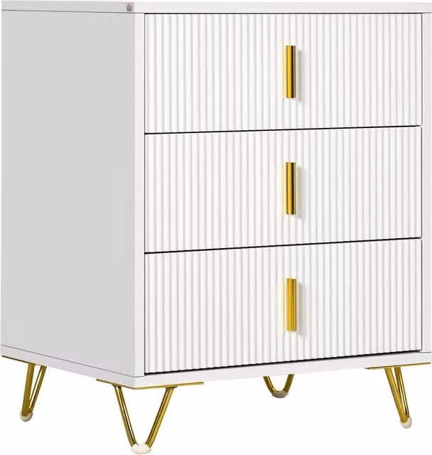 HOMCOM Elegant Three-Drawer Chest in White and Gold-Tone – 1