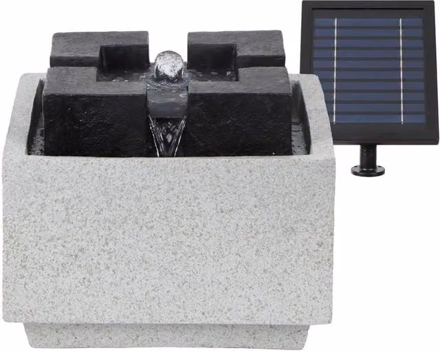 Gardenwize Solar Powered Square Tabletop Garden Water Fountain in Grey, W/D/H: 22 x 22 x 18 cm – 1