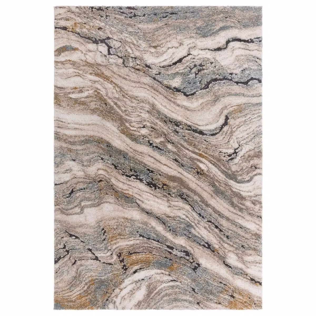 The Rug Shop UK Blue and Beige Abstract Modern Machine Woven Stain-Resistant Rug, W: 200 cm, D: 290 cm – 4