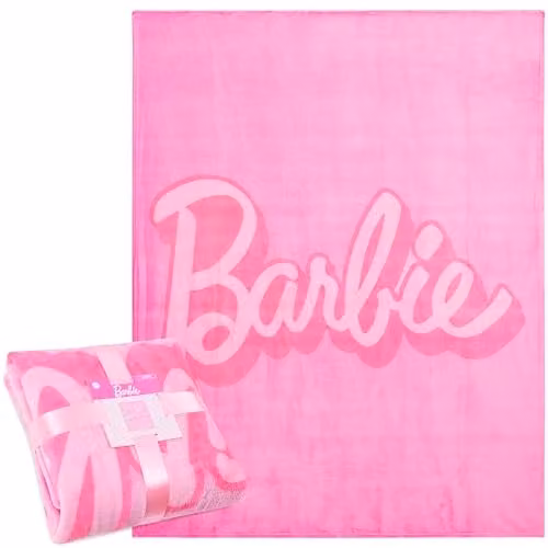 Barbie Pink Fleece Bed Blanket, W/D: 150 x 130 cm – 1
