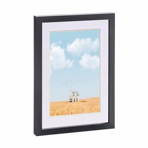 Nicola Spring A4 Black Rectangular Picture Frame with White Mount – 1