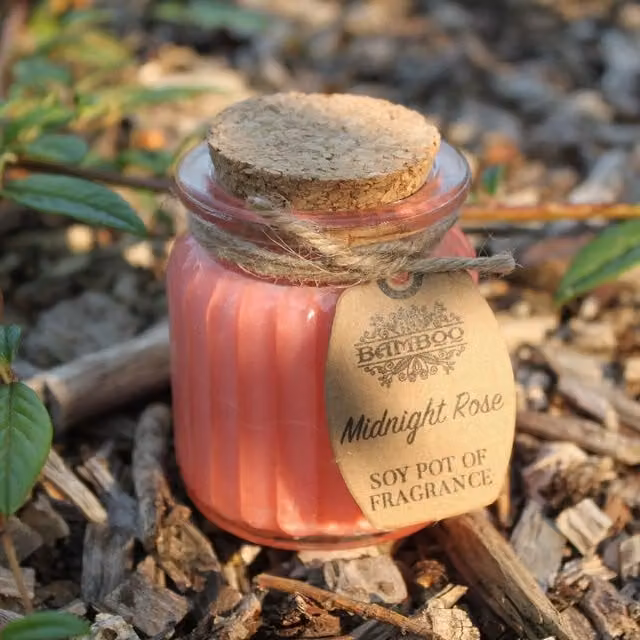 KDMK Midnight Rose Floral Soy Pot of Fragrance Candle in Red, Brown and Pink