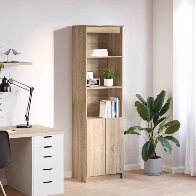 Berkfield Home Sonoma Oak Highboard in Beige, W/D/H: 50 x 35 x 180 cm