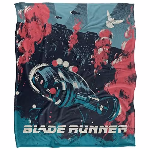 Blade Runner Skinner WB 100 Silky Touch Super Soft Fleece Throw Blanket, White, W: 152 cm, D: 127 cm – 1