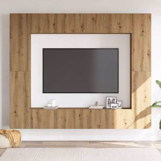 Berkfield Home Artisan Oak Wall Mounted TV Cabinets, 8 Piece Set in Brown