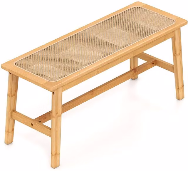 Havendro Natural Bamboo and Rattan Woven Bench for Dining, Bedroom or Entryway – 1