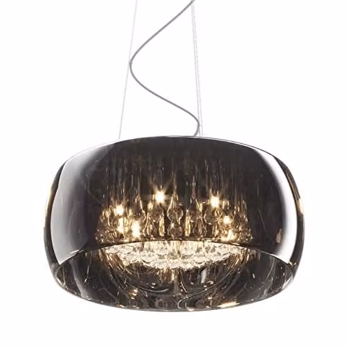 Zumaline Crystal Pendant Ceiling Light in Chrome and Grey with 6x G9 Sockets – 1