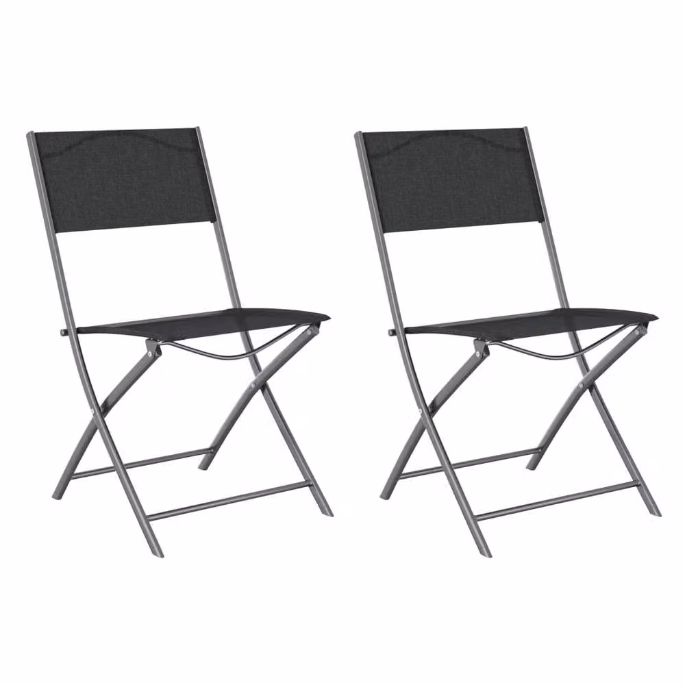 Berkfield Home Set of 2 Folding Outdoor Garden Chairs in Black Steel and Textilene – 2