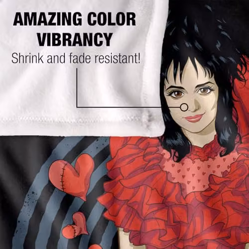 LOGOVISION Beetlejuice Valentine Unusual Together Super Soft Silky Touch Fleece Throw Blanket, Multicolour, W: 152 cm, D: 127 cm – 3
