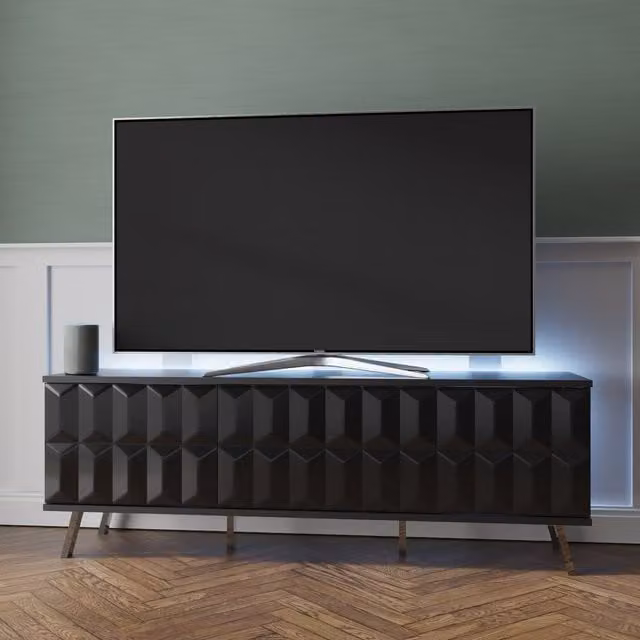 Frank Olsen Furniture Elevate 1500 Modern Glossy Black Metal TV Unit