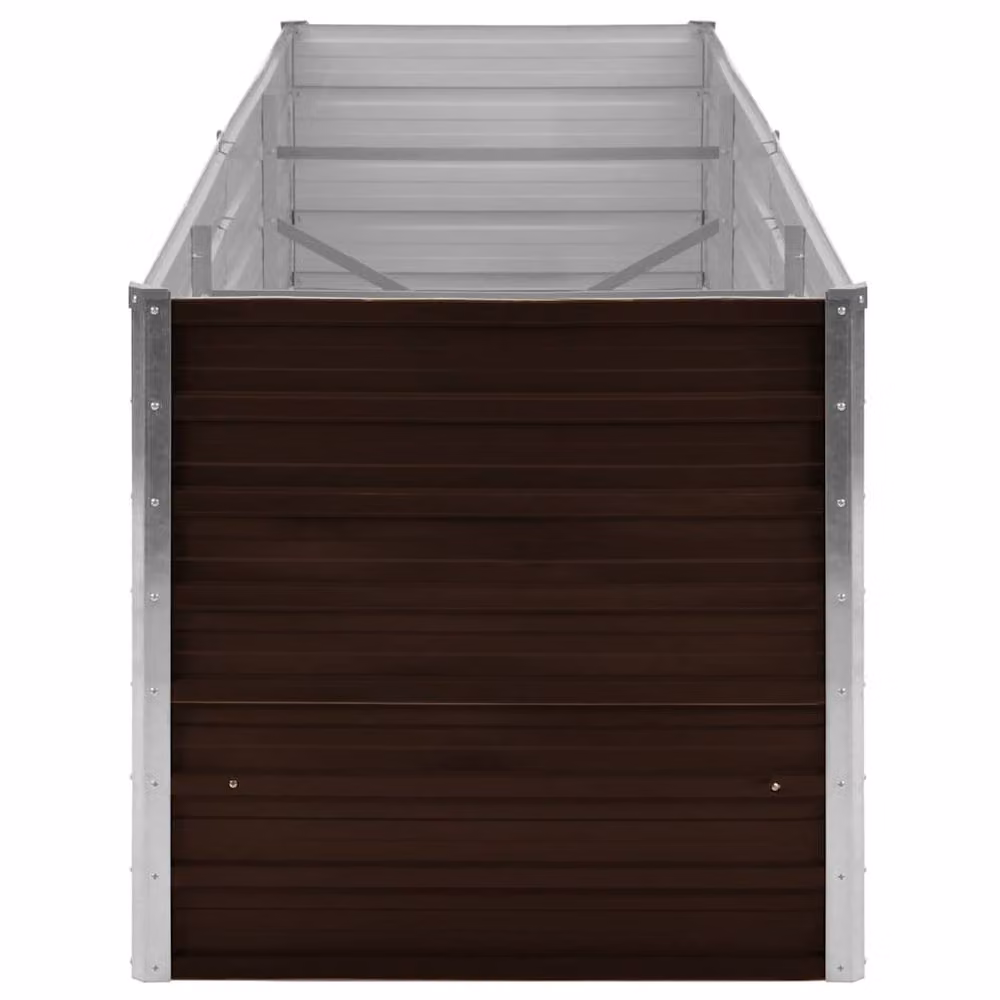 Berkfield Home Garden Brown Galvanised Steel Raised Bed W: 240 cm, D: 80 cm, H: 77 cm – 3