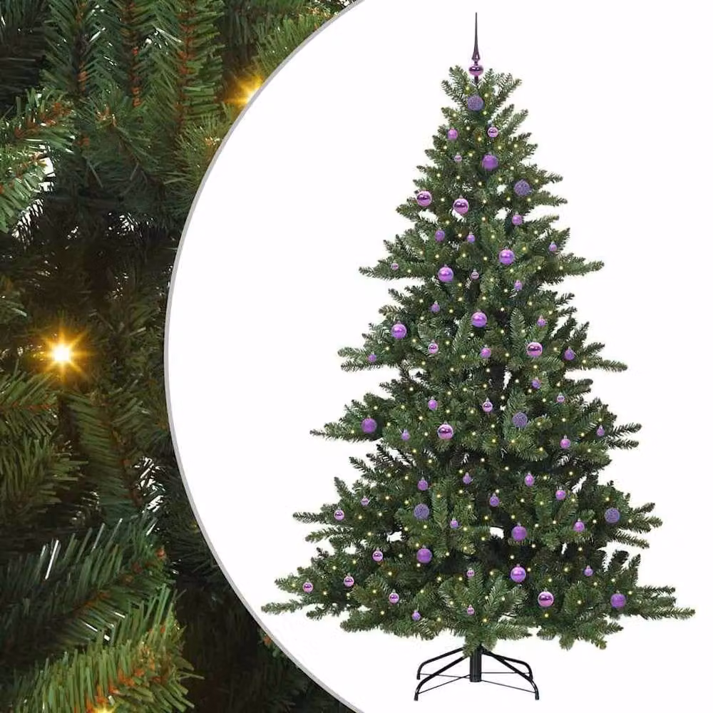 Berkfield Home Artificial Hinged Green Christmas Tree with 300 LEDs, Height: 240 cm – 2