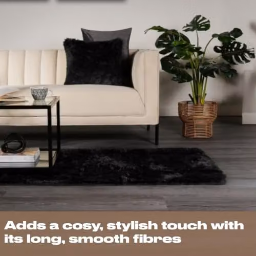 Sienna Black Modern Shaggy Runner Rug, Non-Slip and Easy Care, W: 60 cm, L: 150 cm – 5