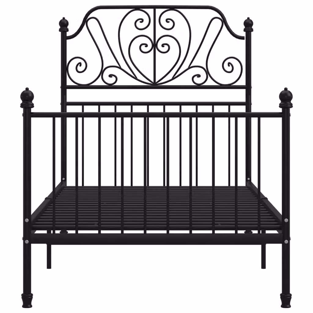 Berkfield Home Black Metal Bed Frame W/D/H: 90 x 200 cm – 2