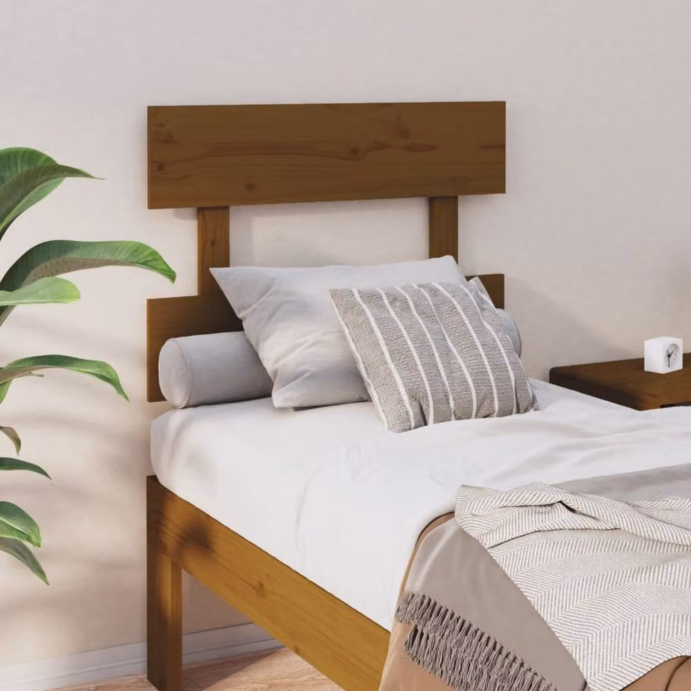 Berkfield Home Rustic Solid Wood Pine Bed Headboard in Honey Brown, W: 103.5 cm, D: 3 cm, H: 81 cm – 2