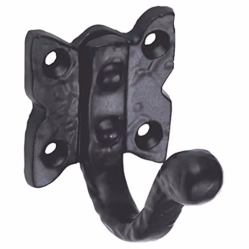Loops 4 Pack Single Ornate Wardrobe Hook on Butterfly Backplate in Black Antique – 2