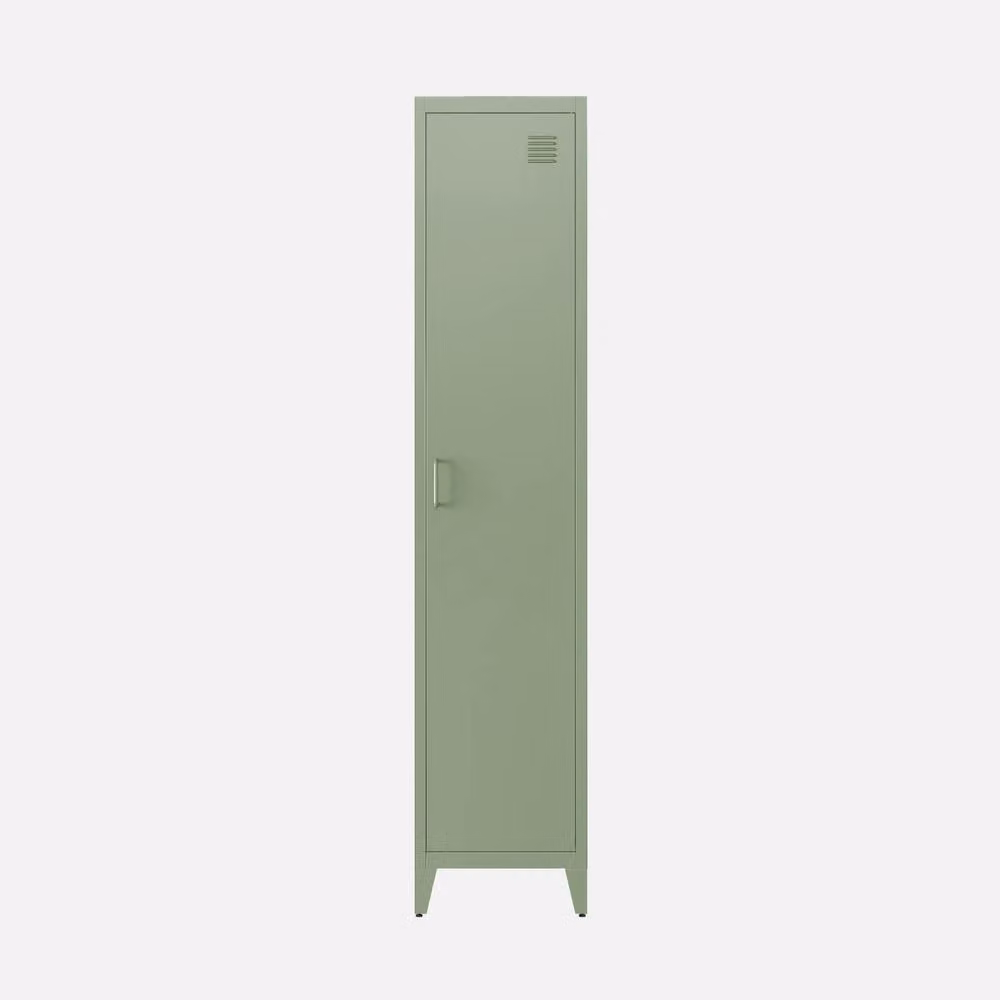 sweeek Industrial Metal Storage Cabinet with 4 Compartments and Hinged Doors, Light Green, H 180 x W 38 x D 38 cm – 2
