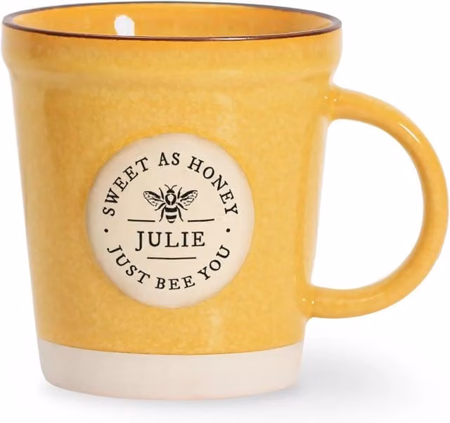 History and Heraldry Julie Pre-personalised Plant Pot Mug in Yellow
