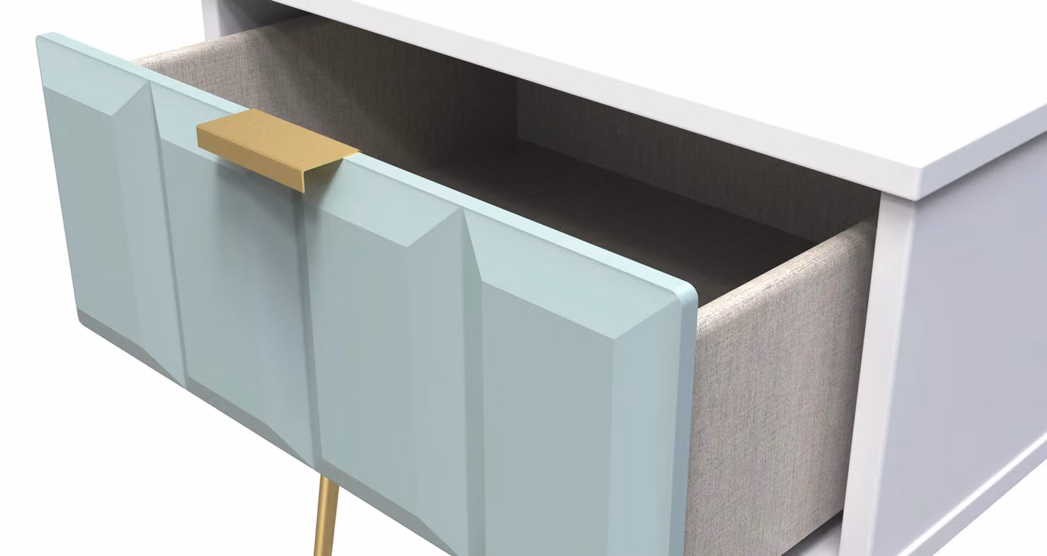 2 U Metro Ready Assembled 1 Drawer Bedside Table in Duck Egg Blue and Gold – 2