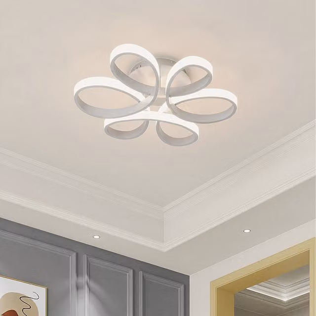 Komore Square Dimmable LED Semi Flush Ceiling Light with Remote Control, White