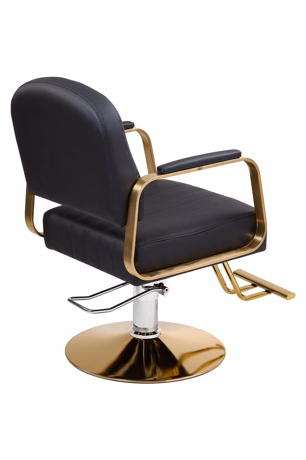 Living and Home Swivel Barber Chair with Adjustable Height and Armrests in Black Synthetic Leather – 2