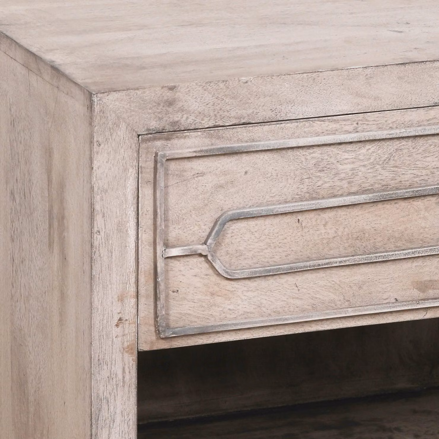Glasstone Mango Wood Bedside Table with Drawer in Light Beige, W/D/H: 39.5 x 55.0 x 60.5 cm – 2