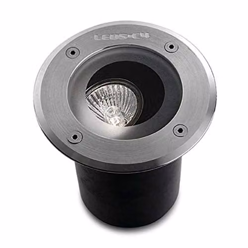 LEDS C4 Gea Recessed Outdoor LED Garden Light in Silver Stainless Steel with Transparent Glass Diffuser